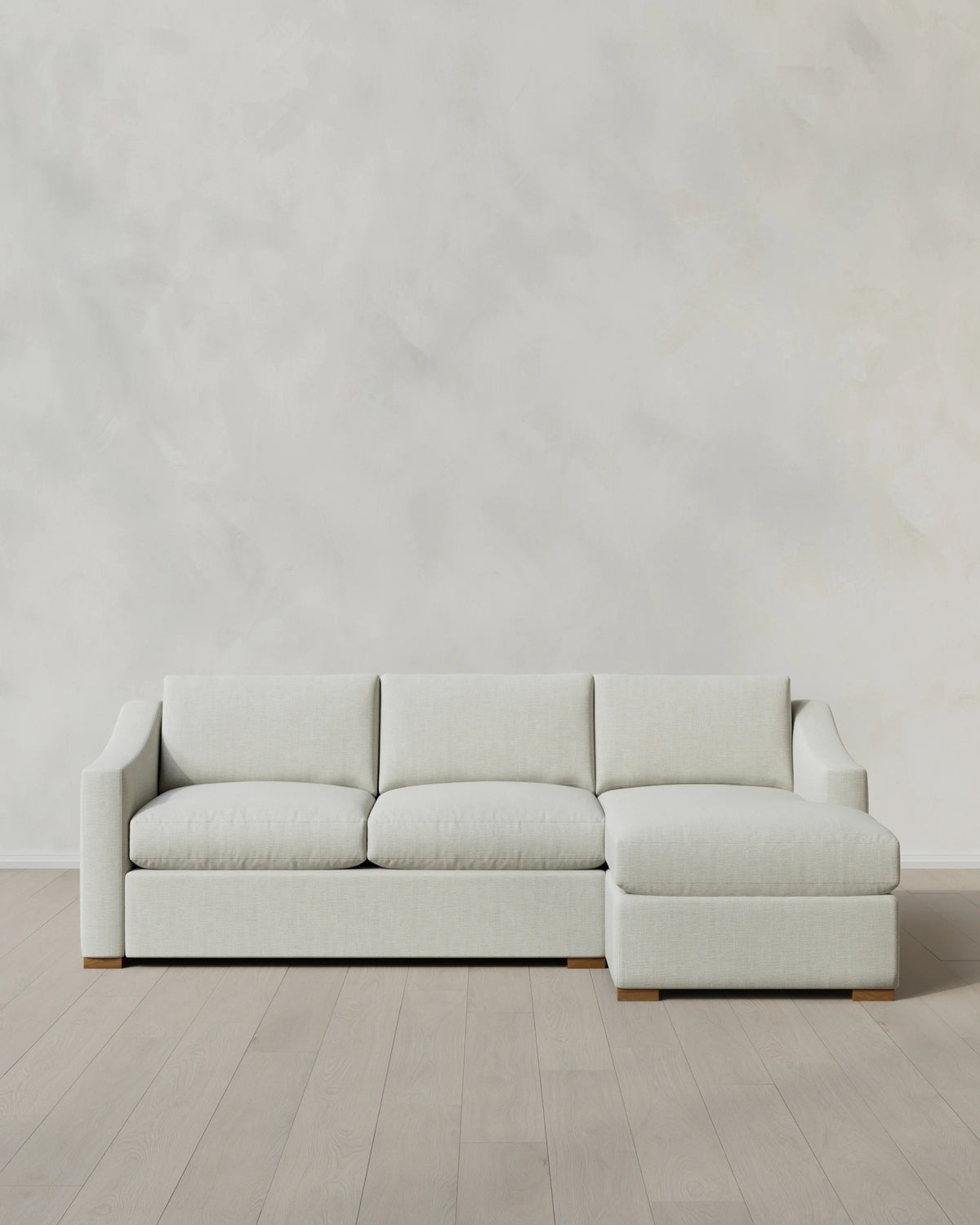 Hollis Slope Arm Chaise Sectional in Performance Chenille Linen Blend - 104" Right Arm / Snow
