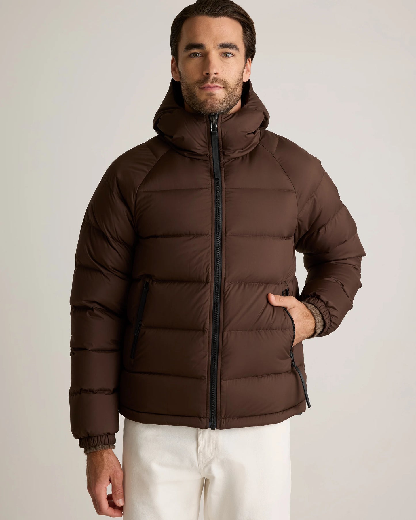 Responsible Down Puffer Jacket with Hood - S / Hot Fudge
