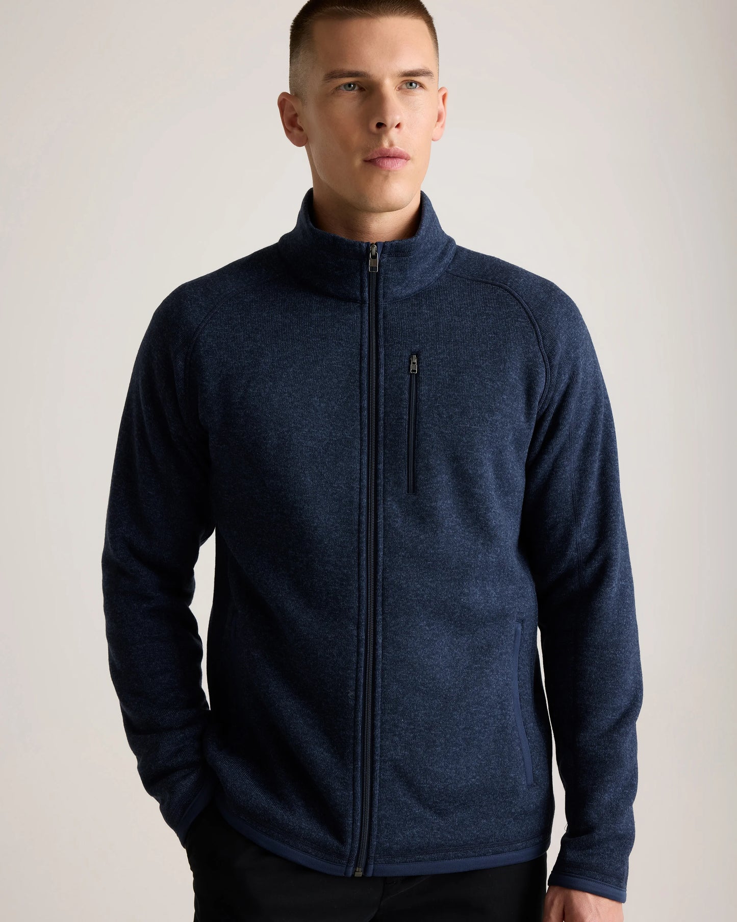 Sweater-Knit Fleece Full-Zip Jacket - XS / Heather Mineral Green