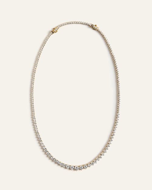 14K Gold Lab Grown Diamond Graduated Tennis Necklace - 16ctw - One Size / Yellow Gold