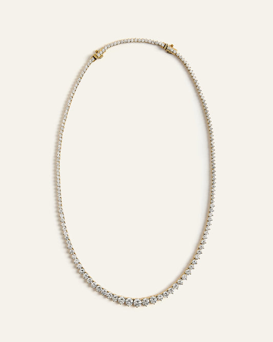 14K Gold Lab Grown Diamond Graduated Tennis Necklace - 16ctw - One Size / Yellow Gold