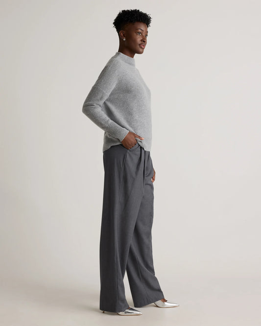 Mongolian Cashmere Funnel Neck Sweater - XS / Heather Grey