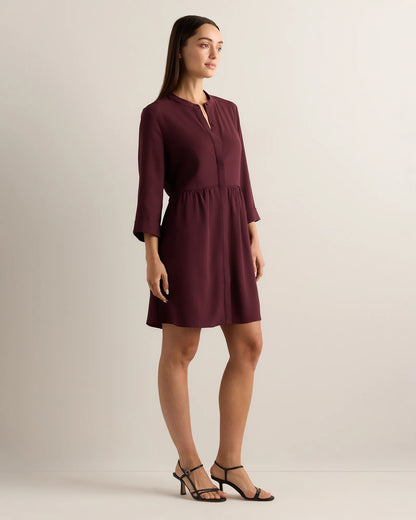 Fluid Crepe Shirt Dress - XS / Wine Tasting Red