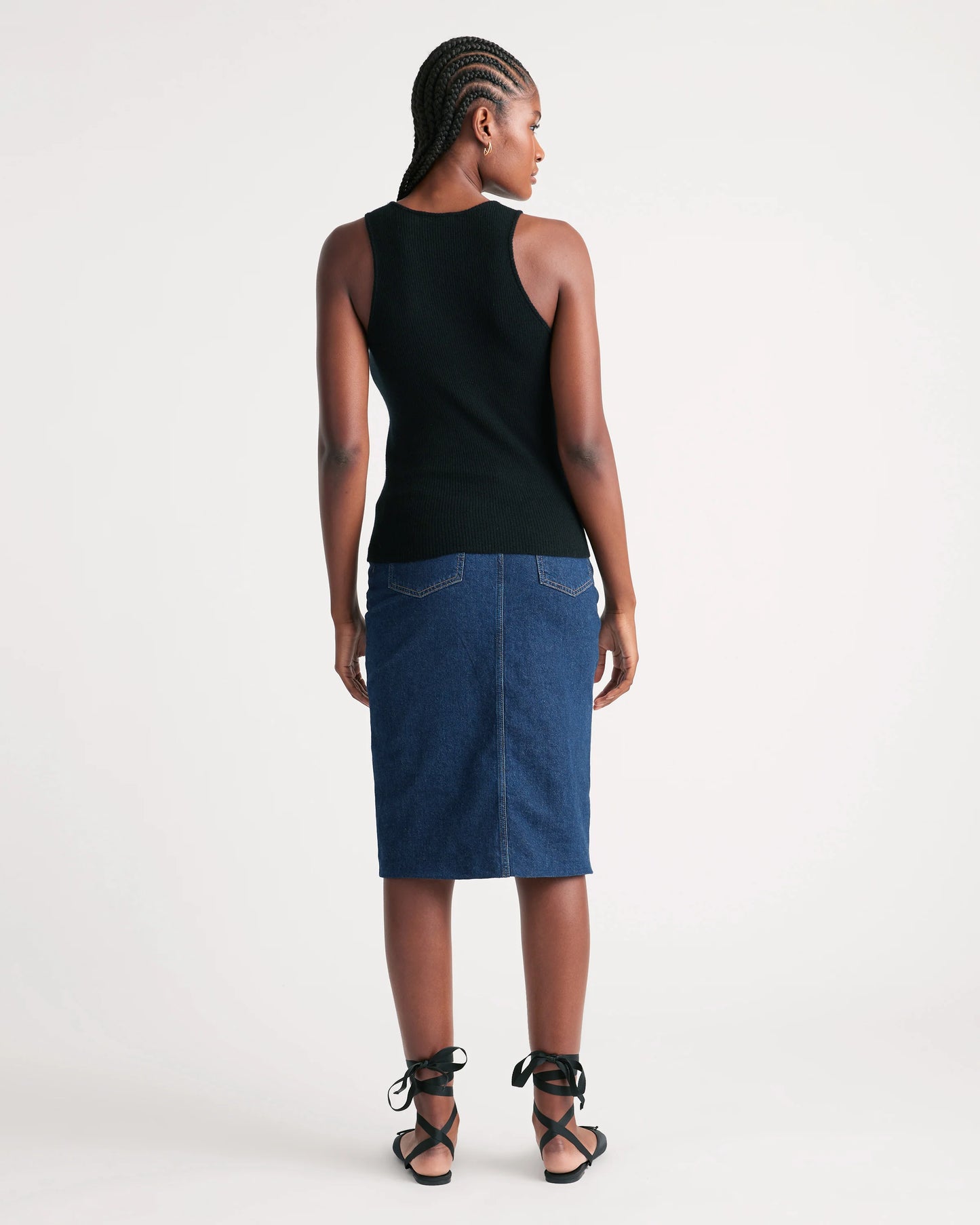 Featherweight Cashmere Ribbed Tank - XS / Charcoal