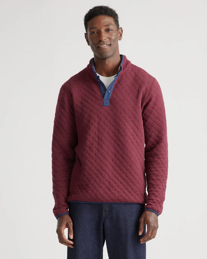 Reversible Quilted Pullover - S / Burgundy/Ivory