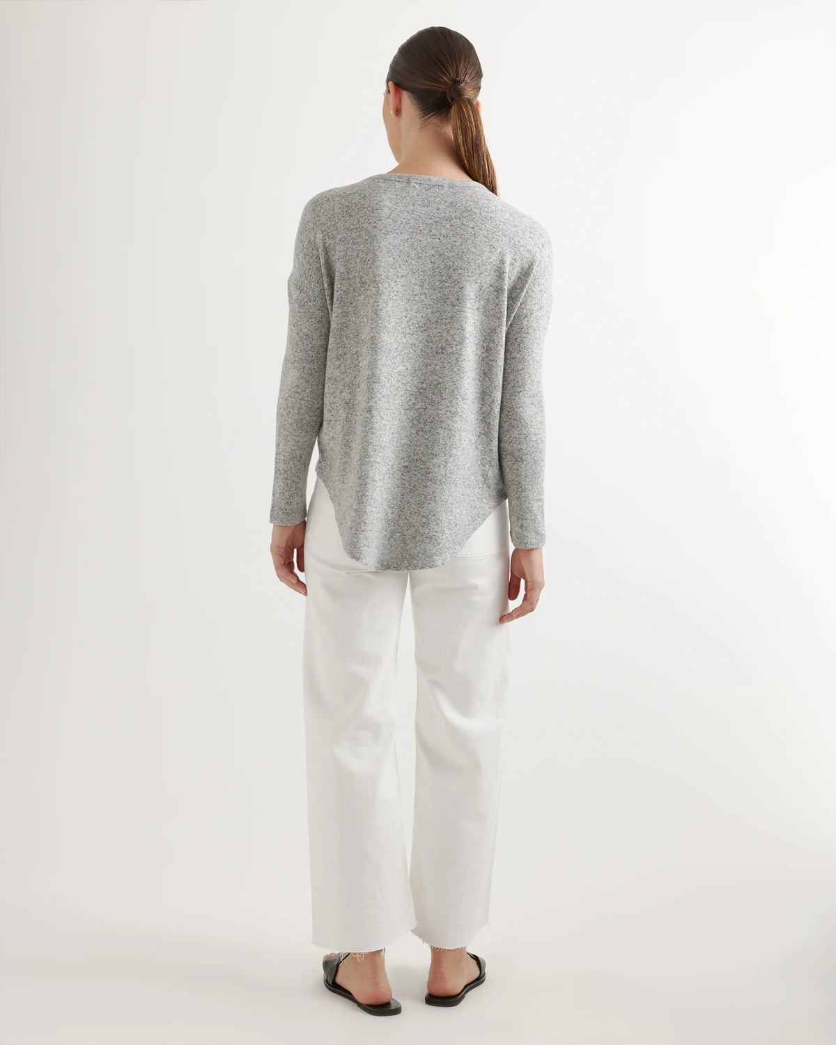 Brushed Long Sleeve Lounge Tee - XS / Heather Grey