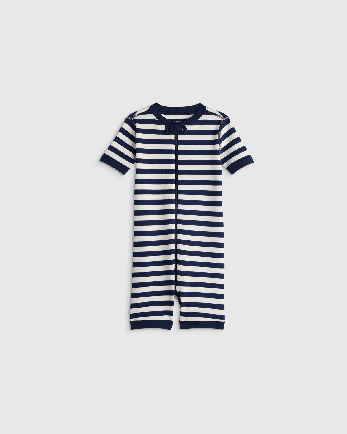100% Organic Cotton Shortie Onesie Pajama - 2T / Navy Stripe