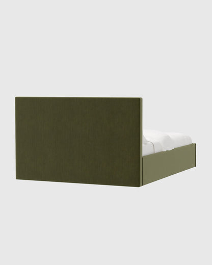 Square Bed in Performance Velvet - Full / Chocolate