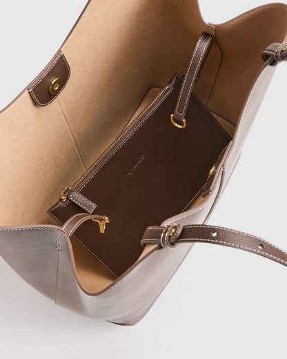 Italian Leather Trapeze Tote - One Size / Dark Brown