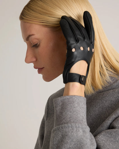 Italian Leather Driving Gloves - XS / Black