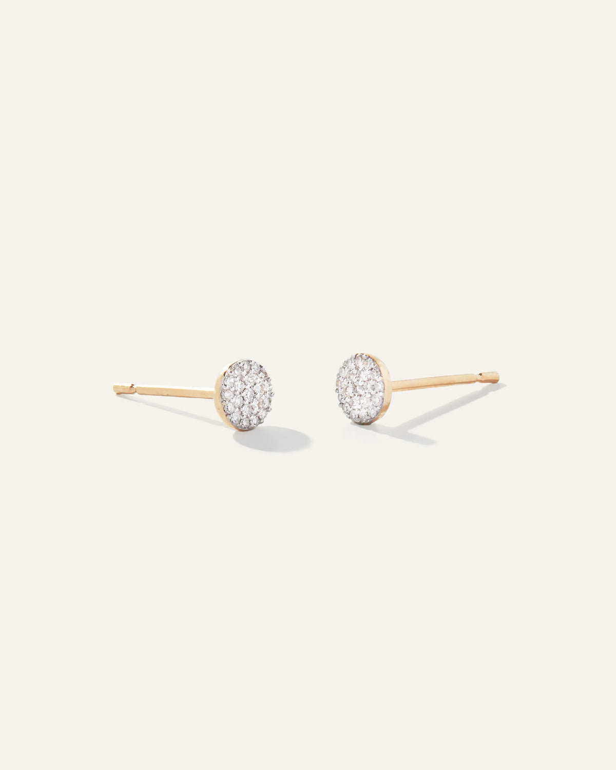 14K Gold Pave Diamond Round Studs - One Size / Yellow Gold