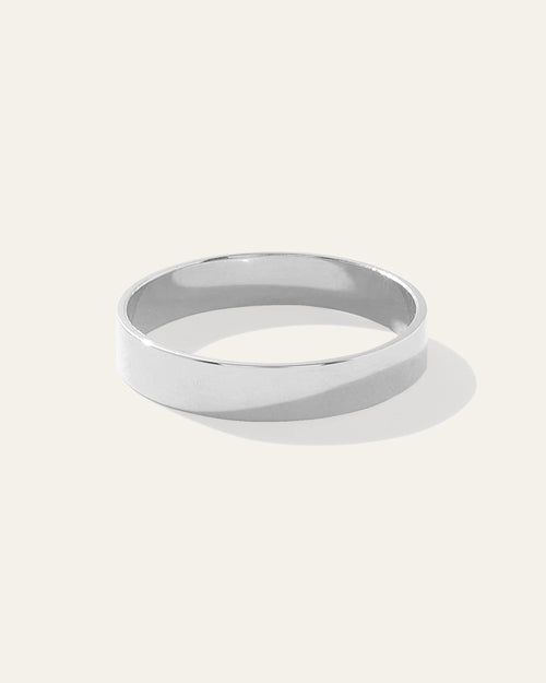 14K Gold Lightweight Flat Edge Band - 4 / White Gold