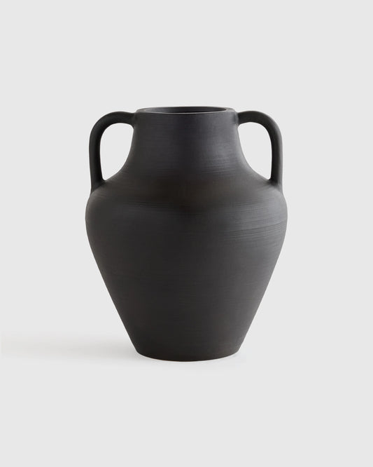 Handcrafted Artisan Ceramic Vase - One Size / Black