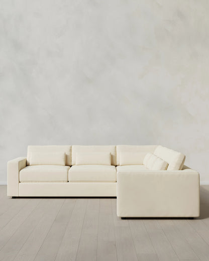 Ashford Deep Seat L Sectional in Performance Velvet - 119x119 / Taupe