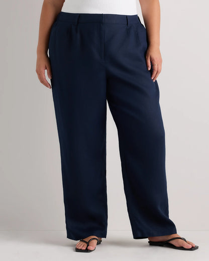 100% European Linen Pleated Trouser - 18 / French Blue