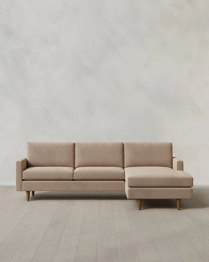 Atlas Midcentury Chaise Sectional in Performance Velvet - 106" Right Arm / Pine