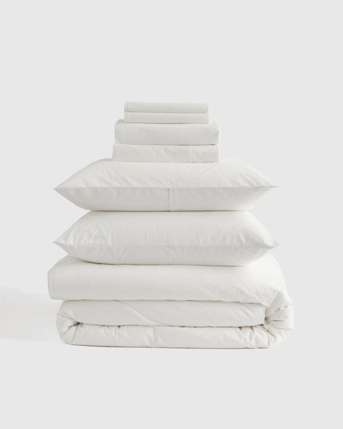 Organic Brushed Cotton Deluxe Bedding Bundle - Twin / White
