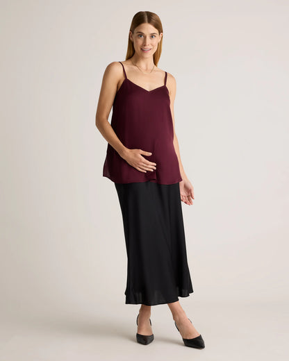 Washable Stretch Silk Maternity Skirt - XS / Vintage Pink