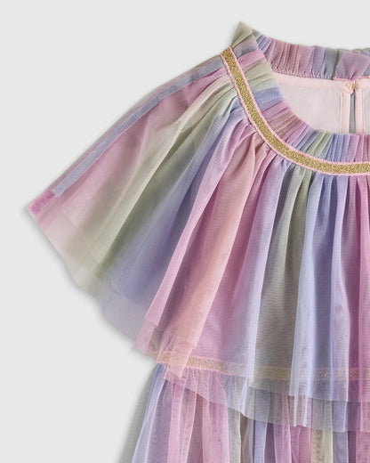 Recycled Tulle Tiered Dress - 6 / Pale Pink