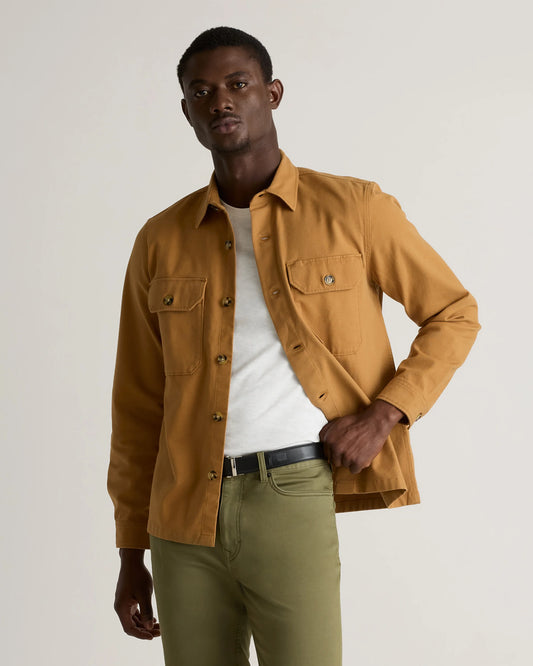 Double-Brushed Stretch Overshirt Jacket - S / Camel