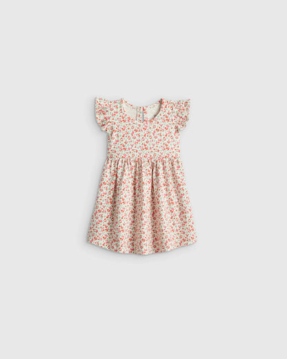 Organic Cotton Sleeveless Ruffle Dress - 3-6M / Aqua Daisy