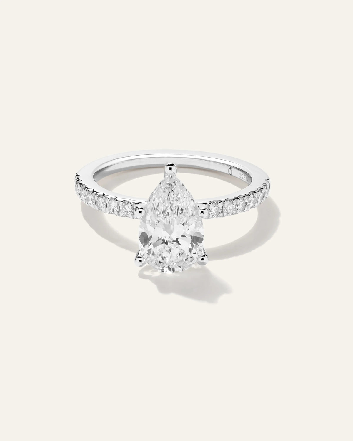 Lab Grown Diamond Pear Petite Pave Engagement Ring - 2ct - 4 / Yellow Gold