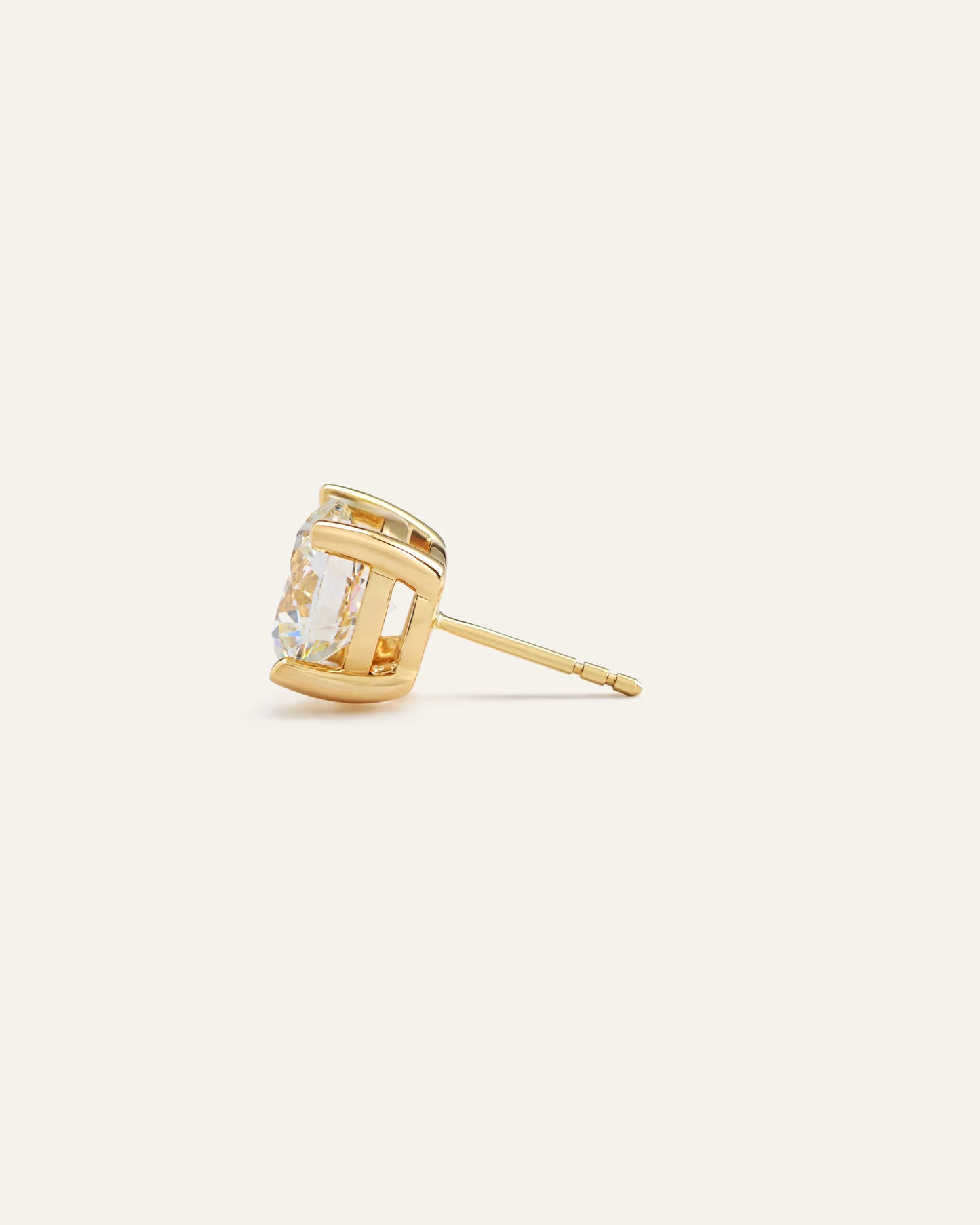14K Gold Lab Grown Diamond Four-Prong Solitaire Studs - 4ctw - One Size / Yellow Gold
