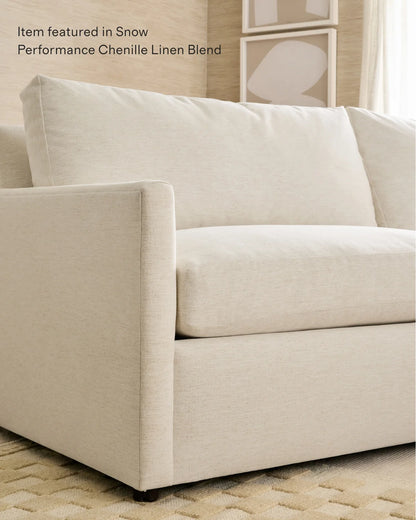 Brennan Sofa in Performance Chenille Linen Blend - 7ft / Snow