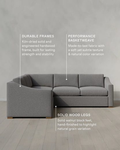 Hollis Slope Arm L Sectional in Performance Basketweave - 110x110 / Flax