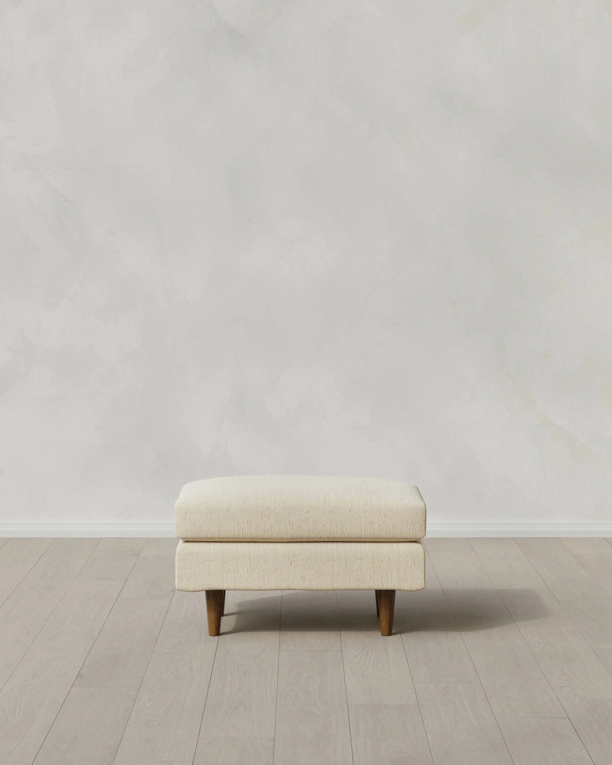Atlas Midcentury Ottoman in Performance Chenille Linen Blend - 31.5" / Snow