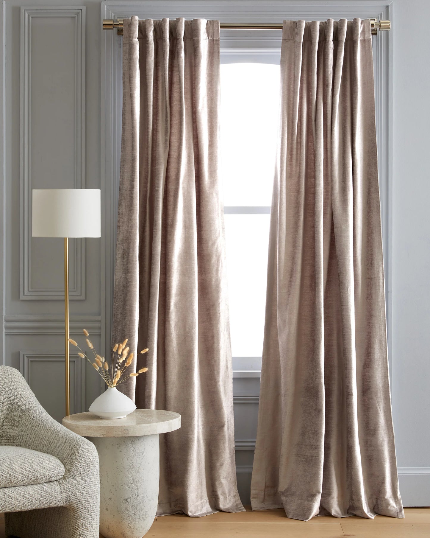 Luster Velvet Curtain - Single Panel - 48x84 / Champagne