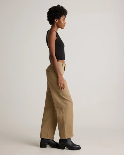 Organic Stretch Cotton Twill Cargo Pants - 0 / Light Khaki