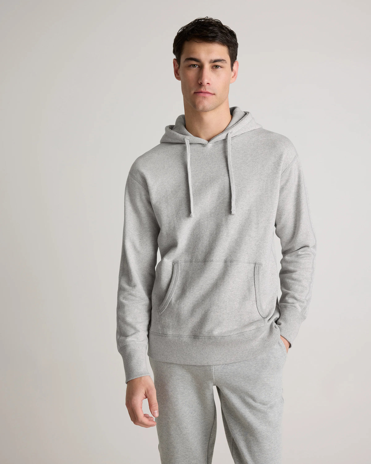 Organic Midweight French Terry Pullover Hoodie - S / Light Heather Grey