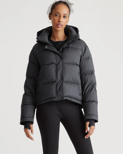 Responsible Down Cropped Puffer Jacket - XS / Shiny Black