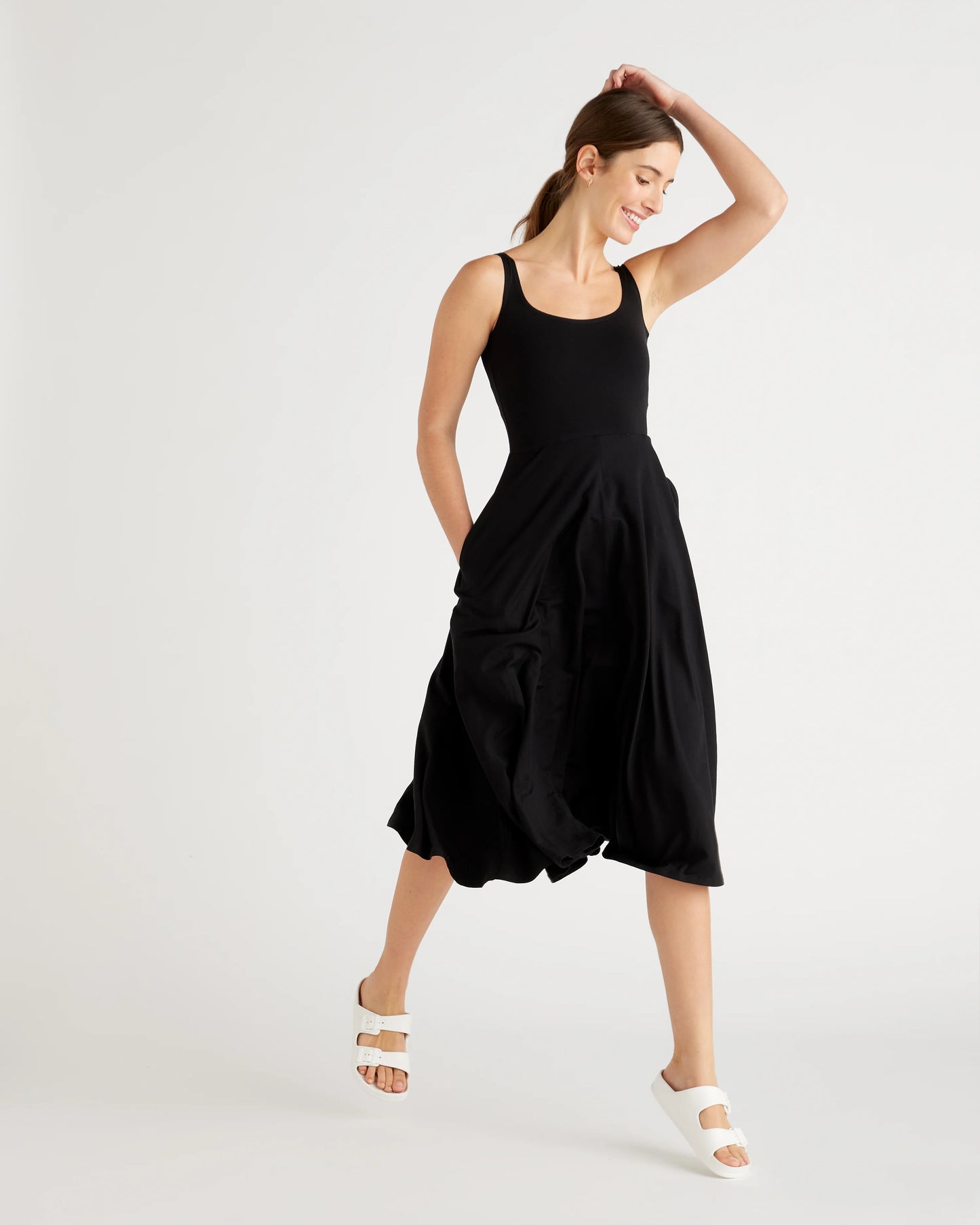 Tencel Jersey Fit & Flare Dress - XS / Dark Olive