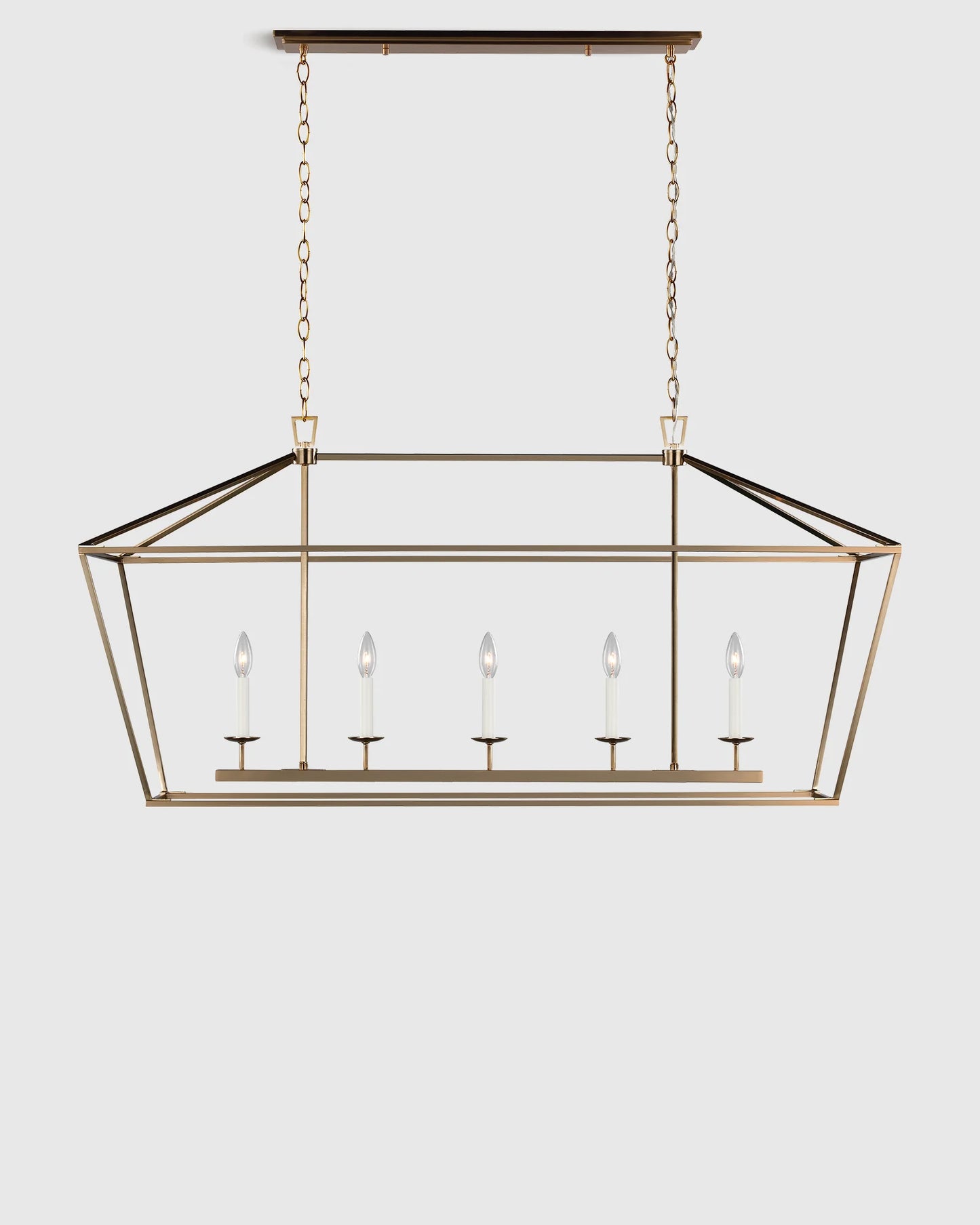 Traditional Steel Linear Lantern Chandelier - One Size / Brass