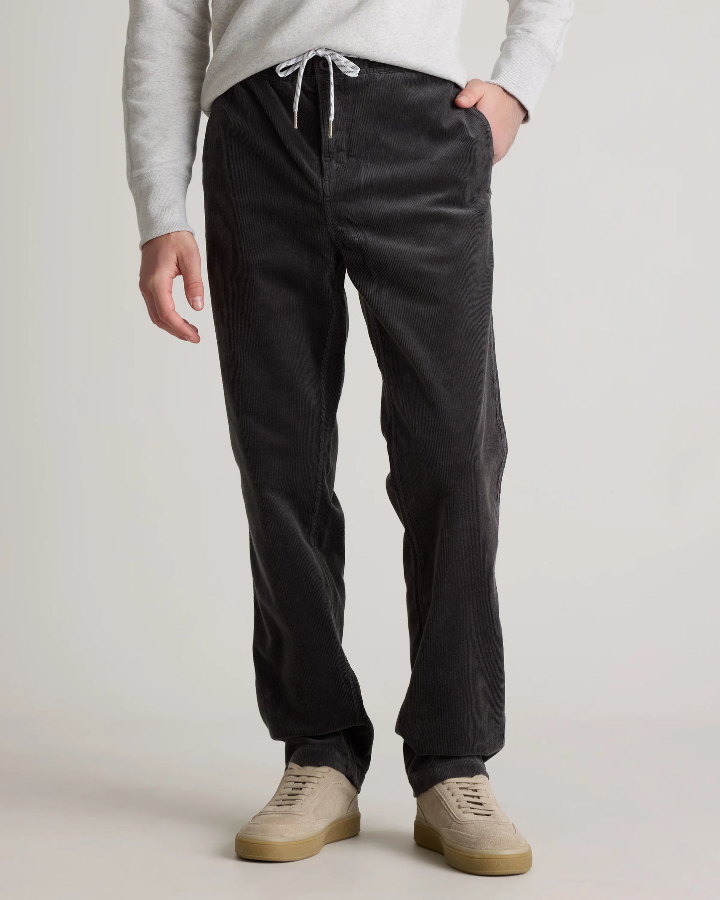 Organic Stretch Corduroy Drawstring Trousers - S / Storm Blue