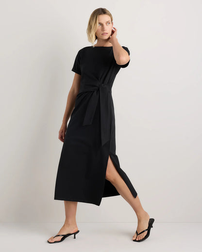 Stretch Cotton Jersey Side Tie Midi Dress - XS / Spiced Orange
