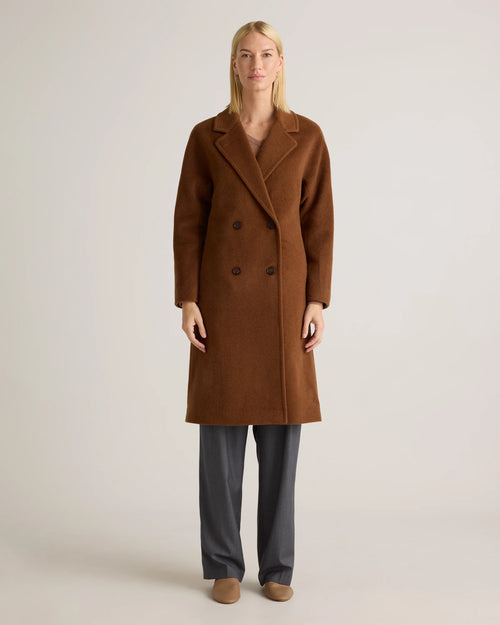Camel Hair Double-Breasted Slouch Coat - XS / Vicuna