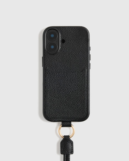 Italian Leather Phone Crossbody Case - 17 / Black