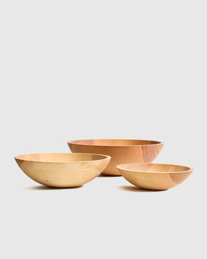 Handcrafted Wooden Serving Bowl, Nesting Set of 3 - One Size / Beech Wood