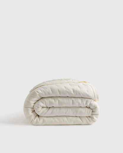 European Linen Dream Quilt - Twin / White