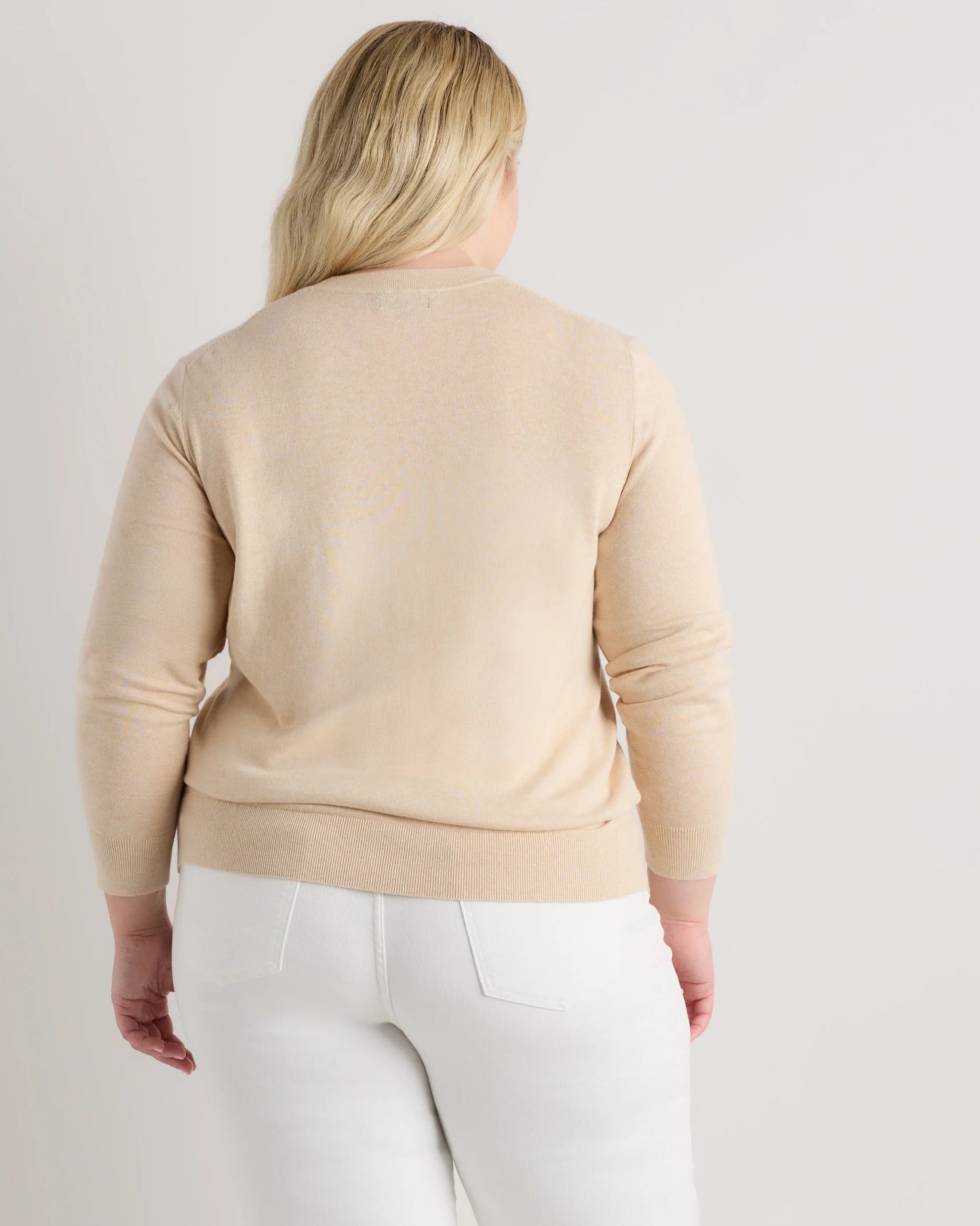 Lightweight Cotton Cashmere Crew Sweater - 1X / Black