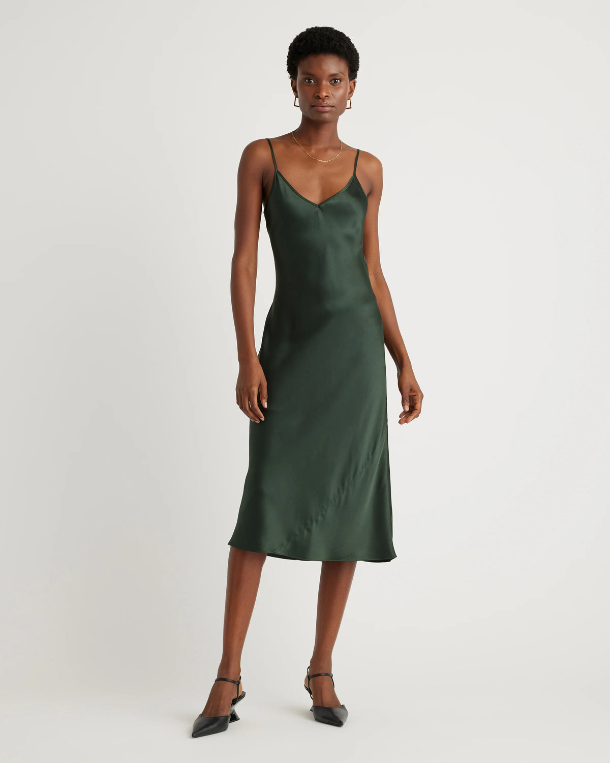 100% Washable Silk Slip Dress - XS / Black