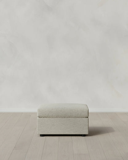 Brennan Ottoman in Performance Basketweave - One Size / Flax