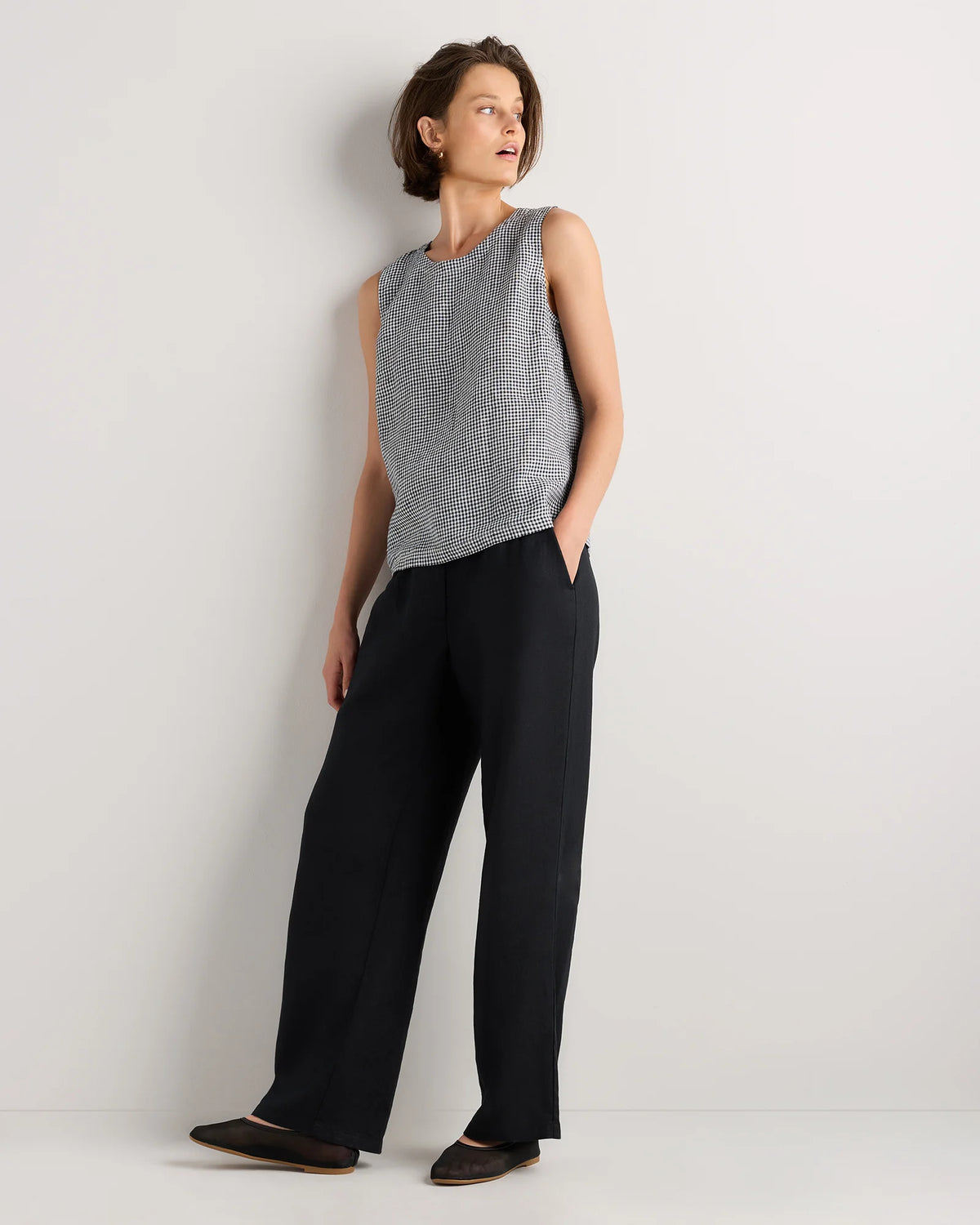 100% European Linen Tank - XS / Black