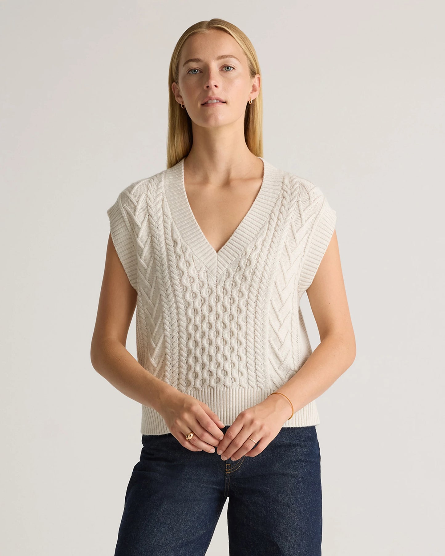 Australian Merino Wool Cable Sweater Vest - XS / Heather Grey