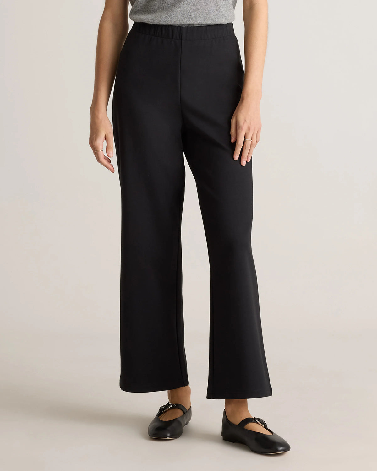 Organic Cotton Double Knit Wide Leg Pants - XS / Bold Black