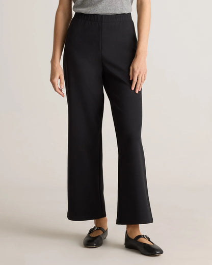 Organic Cotton Double Knit Wide Leg Pants - XS / Bold Black