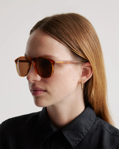 Wyatt Polarized Acetate Sunglasses - One Size / Clear Brown with Brown lens